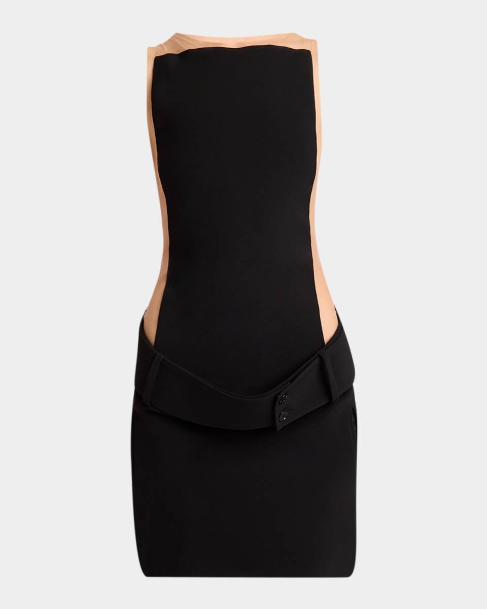 Solar Light Sleeveless Illusion Mini Dress